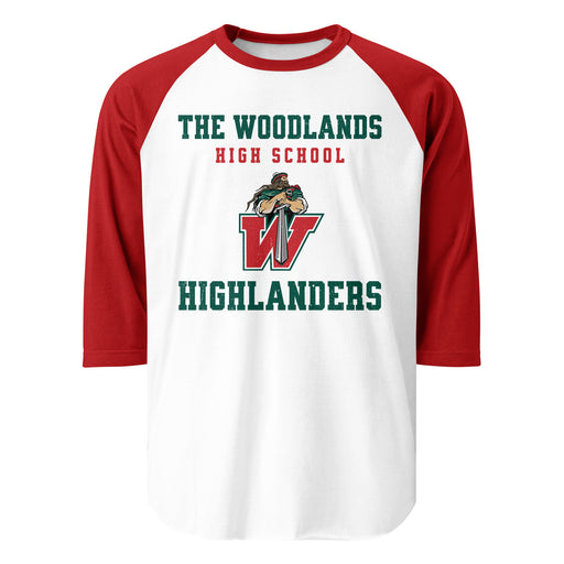 The Woodlands High School Highlanders Unisex 3/4 sleeve Raglan T-shirt 006