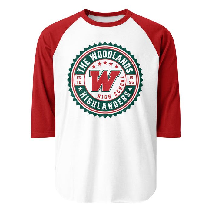 The Woodlands High School Highlanders Unisex 3/4 sleeve Raglan T-shirt 203