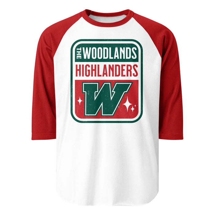 The Woodlands High School Highlanders Unisex 3/4 sleeve Raglan T-shirt 001