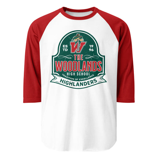 The Woodlands High School Highlanders Unisex 3/4 sleeve Raglan T-shirt 219