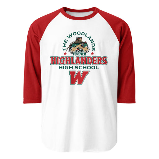 The Woodlands High School Highlanders Unisex 3/4 sleeve Raglan T-shirt 222