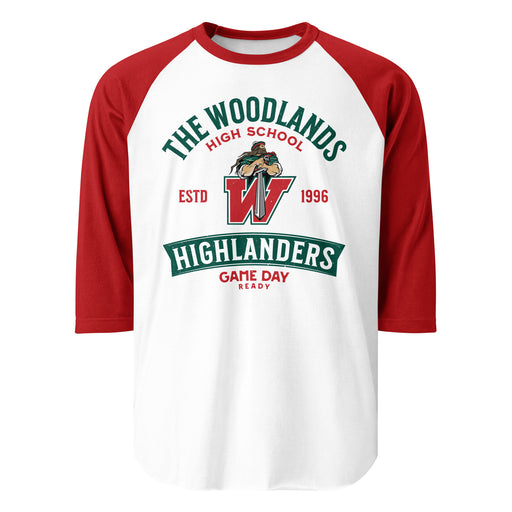 The Woodlands High School Highlanders Unisex 3/4 sleeve Raglan T-shirt 221