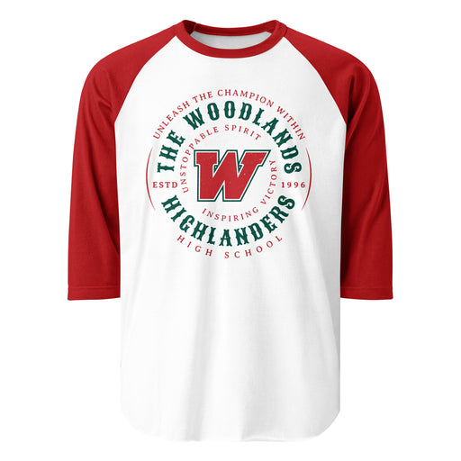 The Woodlands High School Highlanders Unisex 3/4 sleeve Raglan T-shirt 214