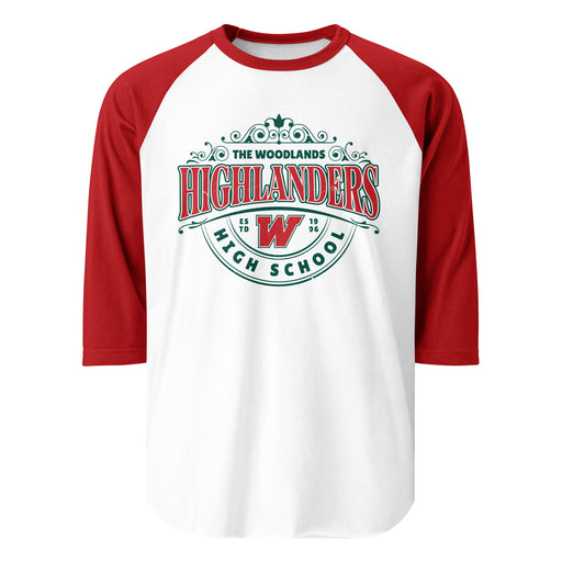 The Woodlands High School Highlanders Unisex 3/4 sleeve Raglan T-shirt 211