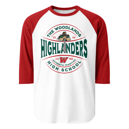 The Woodlands High School Highlanders Unisex 3/4 sleeve Raglan T-shirt 218