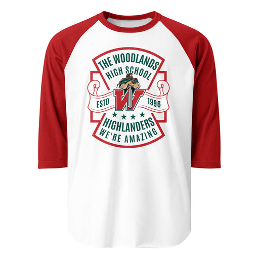 The Woodlands High School Highlanders Unisex 3/4 sleeve Raglan T-shirt 207