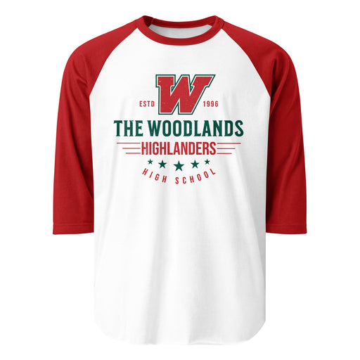 The Woodlands High School Highlanders Unisex 3/4 sleeve Raglan T-shirt 217