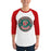 Man wearing The Woodlands High School Highlanders Unisex 3/4 sleeve Raglan T-shirt 215
