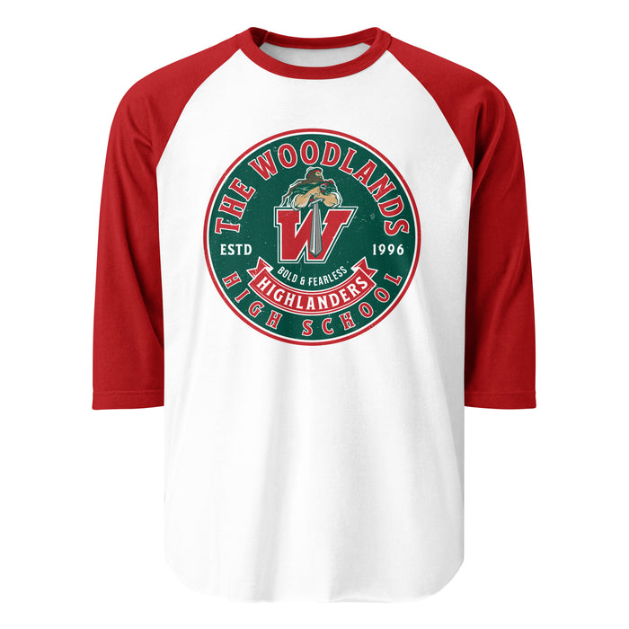 The Woodlands High School Highlanders Unisex 3/4 sleeve Raglan T-shirt 215