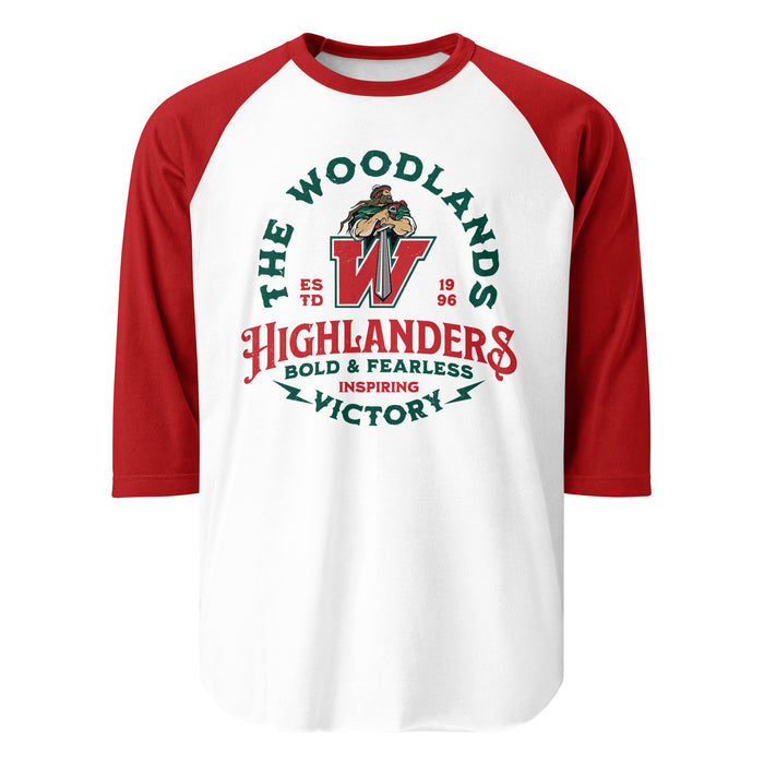 The Woodlands High School Highlanders Unisex 3/4 sleeve Raglan T-shirt 206