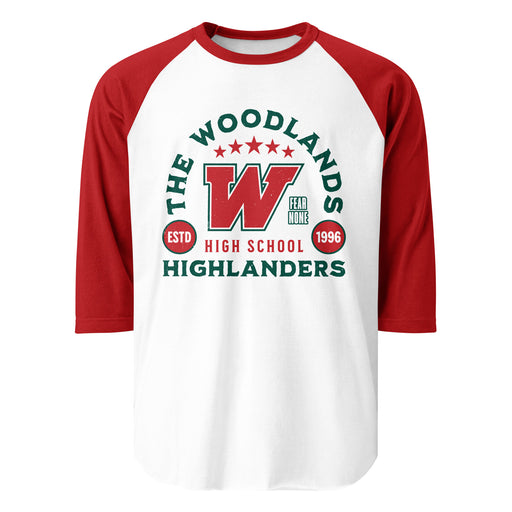 The Woodlands High School Highlanders Unisex 3/4 sleeve Raglan T-shirt 208