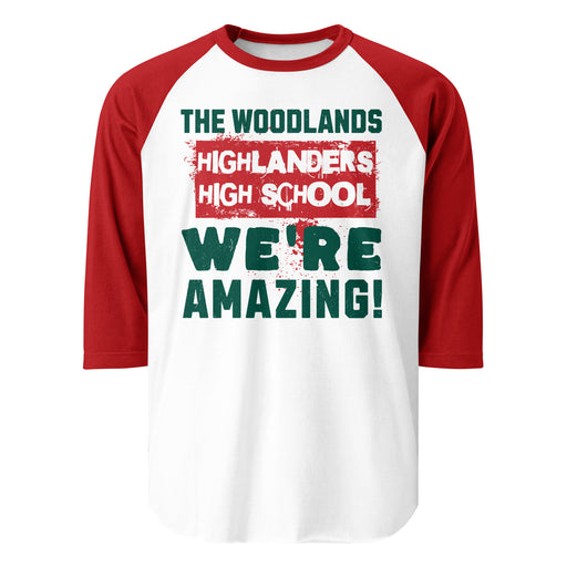 The Woodlands High School Highlanders Unisex 3/4 sleeve Raglan T-shirt 231