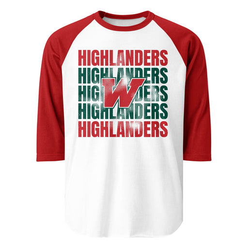 The Woodlands High School Highlanders Unisex 3/4 sleeve Raglan T-shirt 233