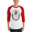Man wearing The Woodlands High School Highlanders Unisex 3/4 sleeve Raglan T-shirt 229