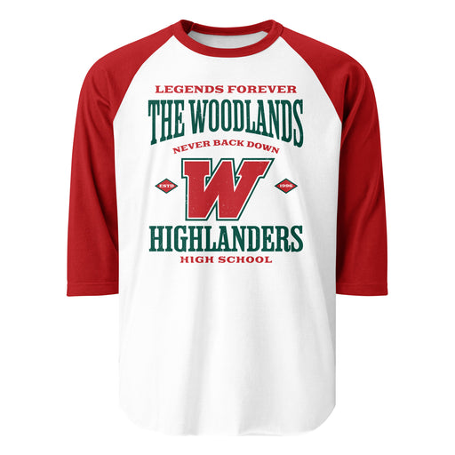 The Woodlands High School Highlanders Unisex 3/4 sleeve Raglan T-shirt 230