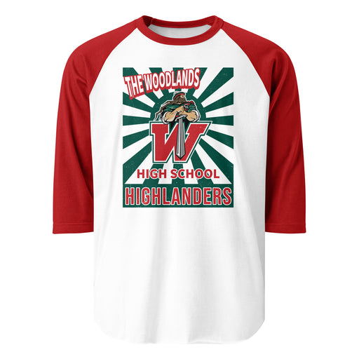 The Woodlands High School Highlanders Unisex 3/4 sleeve Raglan T-shirt 226