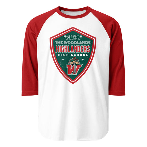 The Woodlands High School Highlanders Unisex 3/4 sleeve Raglan T-shirt 225