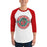 Man wearing The Woodlands High School Highlanders Unisex 3/4 sleeve Raglan T-shirt 224