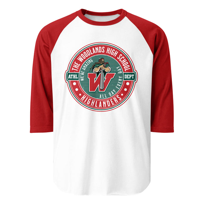 The Woodlands High School Highlanders Unisex 3/4 sleeve Raglan T-shirt 224