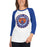 Woman wearing a Grand Oaks High School Grizzlies Unisex 3/4 sleeve Raglan T-shirt 02