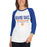 Woman wearing a Grand Oaks High School Grizzlies Unisex 3/4 sleeve Raglan T-shirt 03