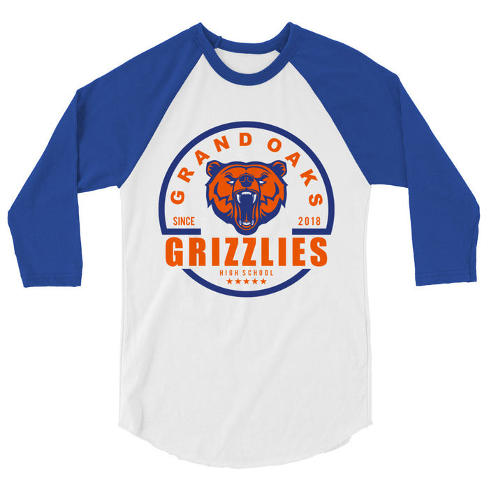 Grand Oaks High School Grizzlies Unisex 3/4 sleeve Raglan T-shirt 04