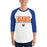 Man wearing a Grand Oaks High School Grizzlies Unisex 3/4 sleeve Raglan T-shirt 07