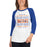 Woman wearing a Grand Oaks High School Grizzlies Unisex 3/4 sleeve Raglan T-shirt 13