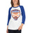 Woman wearing a Grand Oaks High School Grizzlies Unisex 3/4 sleeve Raglan T-shirt 14