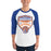 Man wearing a Grand Oaks High School Grizzlies Unisex 3/4 sleeve Raglan T-shirt 14