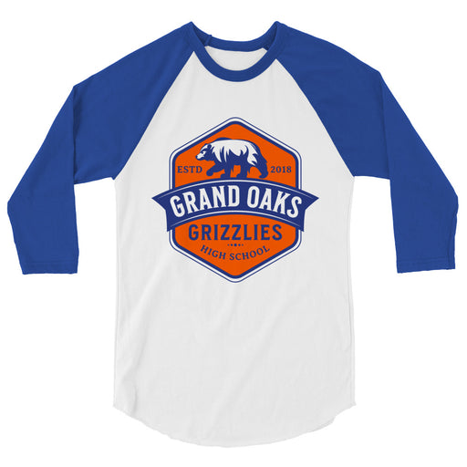 Grand Oaks High School Grizzlies Unisex 3/4 sleeve Raglan T-shirt 15