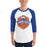 Man wearing a Grand Oaks High School Grizzlies Unisex 3/4 sleeve Raglan T-shirt 15