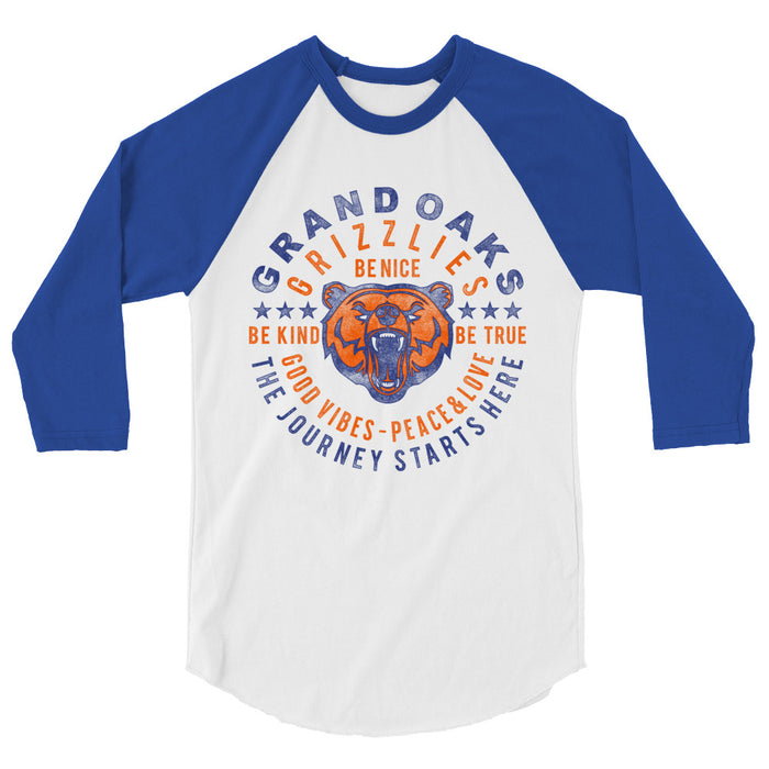 Grand Oaks High School Grizzlies Unisex 3/4 sleeve Raglan T-shirt 16