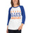 Woman wearing a Grand Oaks High School Grizzlies Unisex 3/4 sleeve Raglan T-shirt 17