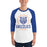 Man wearing a Grand Oaks High School Grizzlies Unisex 3/4 sleeve Raglan T-shirt 18