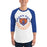 Man wearing a Grand Oaks High School Grizzlies Unisex 3/4 sleeve Raglan T-shirt 19