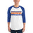 Man wearing a Grand Oaks High School Grizzlies Unisex 3/4 sleeve Raglan T-shirt 25