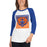 Woman wearing a Grand Oaks High School Grizzlies Unisex 3/4 sleeve Raglan T-shirt 27