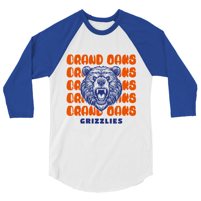 Grand Oaks High School Grizzlies Unisex 3/4 sleeve Raglan T-shirt 28