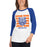 Woman wearing a Grand Oaks High School Grizzlies Unisex 3/4 sleeve Raglan T-shirt 28