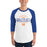 Man wearing a Grand Oaks High School Grizzlies Unisex 3/4 sleeve Raglan T-shirt 40