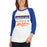 Woman wearing a Grand Oaks High School Grizzlies Unisex 3/4 sleeve Raglan T-shirt 48