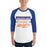 Man wearing a Grand Oaks High School Grizzlies Unisex 3/4 sleeve Raglan T-shirt 48