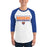 Man wearing a Grand Oaks High School Grizzlies Unisex 3/4 sleeve Raglan T-shirt 49