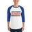 Man wearing a Grand Oaks High School Grizzlies Unisex 3/4 sleeve Raglan T-shirt 72