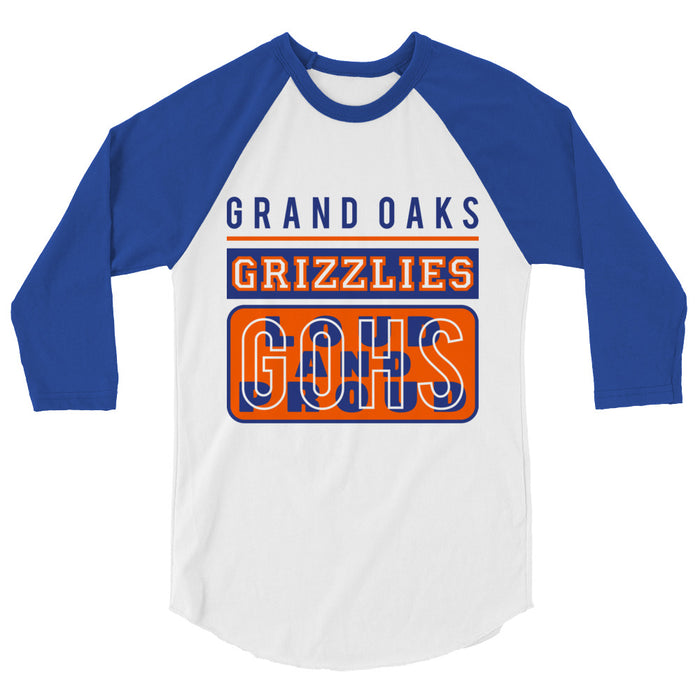 Grand Oaks High School Grizzlies Unisex 3/4 sleeve Raglan T-shirt 86