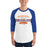 Man wearing a Grand Oaks High School Grizzlies Unisex 3/4 sleeve Raglan T-shirt 96