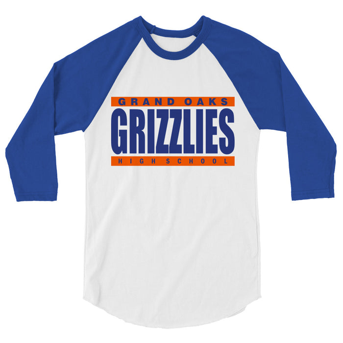 Grand Oaks High School Grizzlies Unisex 3/4 sleeve Raglan T-shirt 98