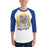 Man wearing a Klein High School Bearkats Unisex 3/4 Sleeve Raglan T-shirt 205