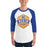 Man wearing a Klein High School Bearkats Unisex 3/4 Sleeve Raglan T-shirt 215